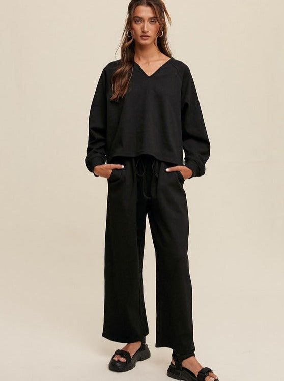 Chic Sweatshirt Pant Set Black Nixxen Rayne