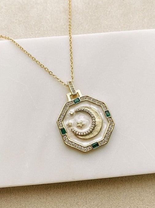 Octagon Necklace | Turquoise & White