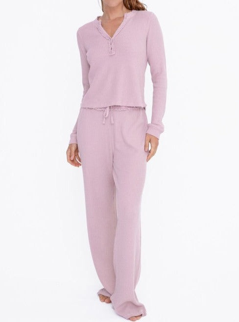 Waffle Knit Lounge Set | Dusty Pink