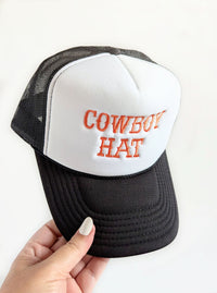 Embroidered Cowboy Hat Trucker Hat | Black