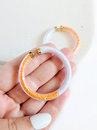 Jelly Tube Earrings | Orange & White