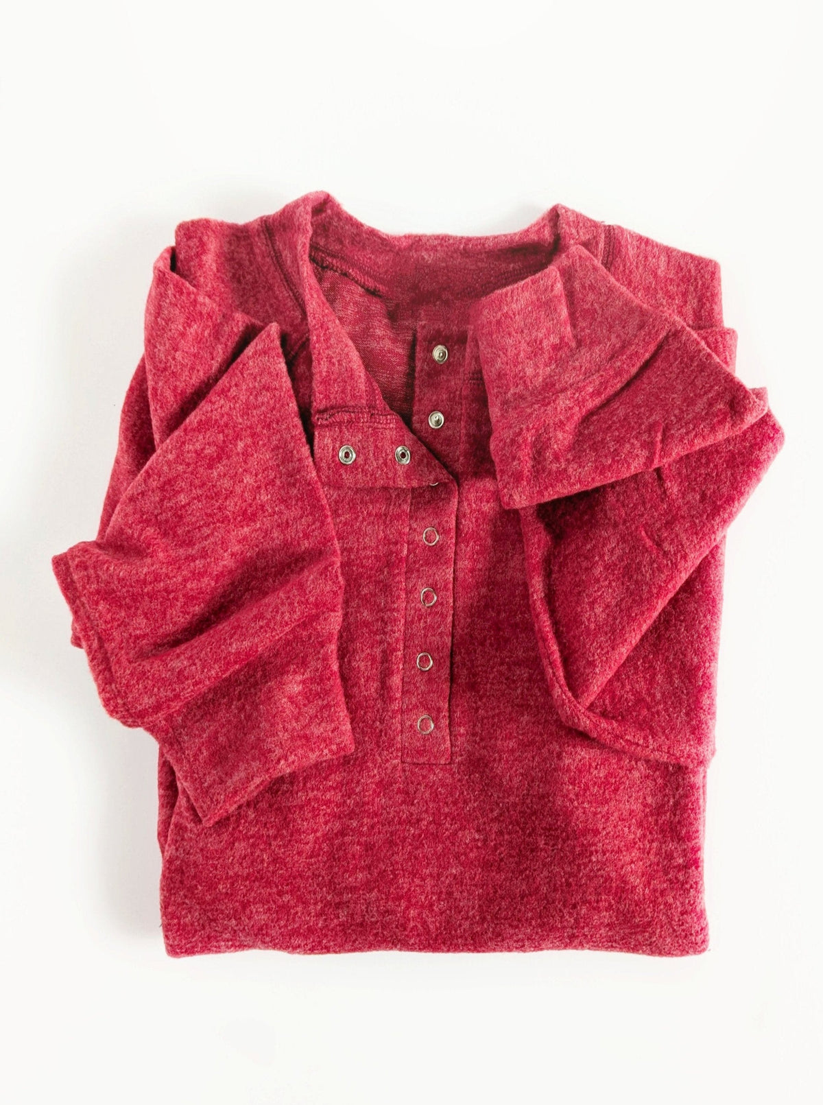 Brushed Henley Top | Red