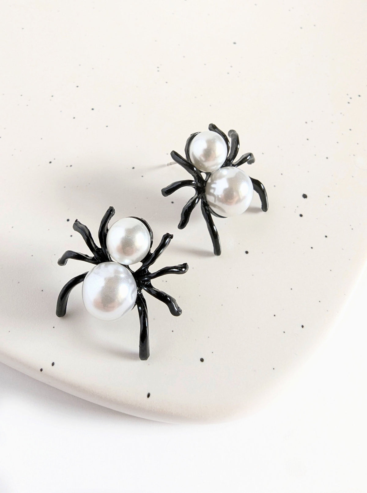 Spider Stud Earrings | Faux Pearl