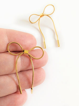 Tarnish Resistant Bow Earrings | Gold