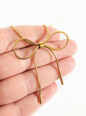 Tarnish Resistant Bow Necklace | Gold