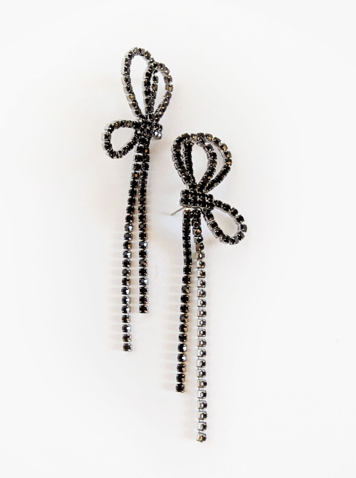 Rhinestone Bow Earrings | Black