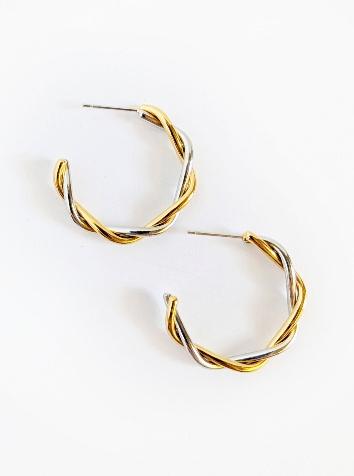 Tarnish Resistant Two-Tone Hoops