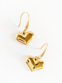 Tarnish Resistant Heart Earrings | Gold