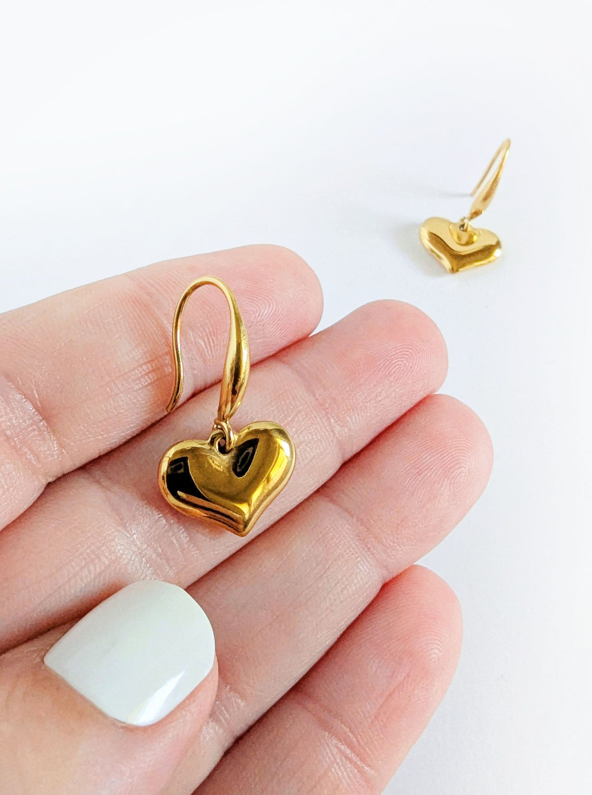 Tarnish Resistant Heart Earrings | Gold