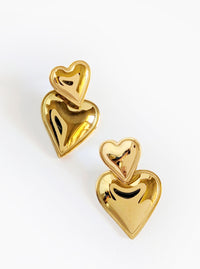 Tarnish Resistant Heart Drop Earrings | Gold