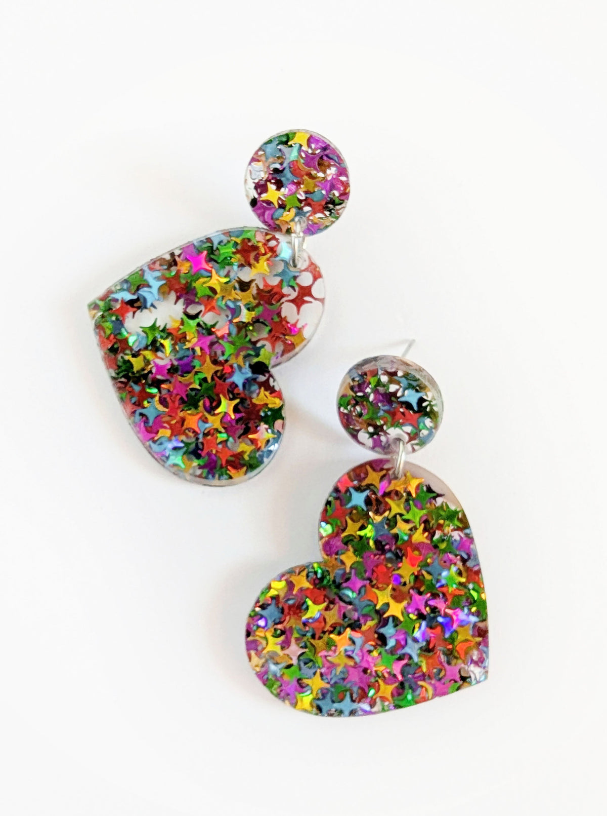 Glitter Heart Earrings | Multi