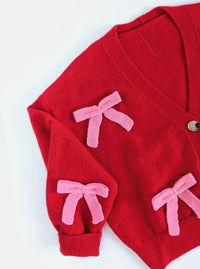 Sweetheart Bow Cardigan | Red