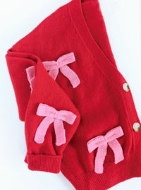 Sweetheart Bow Cardigan | Red