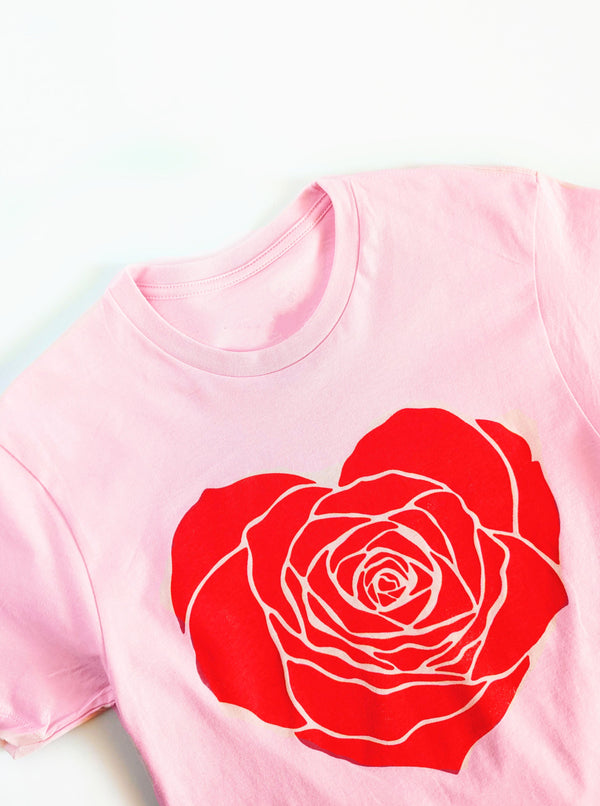 Rose Heart Graphic Tee | Pink