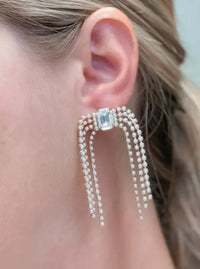 Pearl & Rhinestone Dangle Earrings