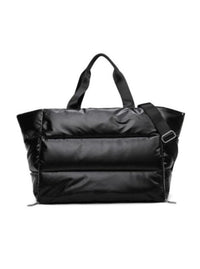 Metallic Quilted Tote | Black & Silver