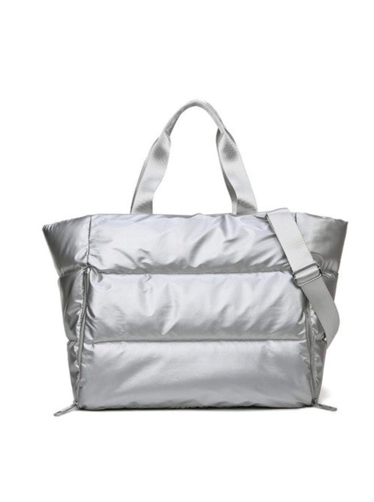 Metallic Quilted Tote | Black & Silver