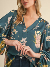 Floral Print Top | Teal