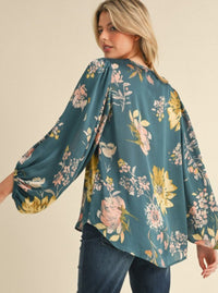 Floral Print Top | Teal