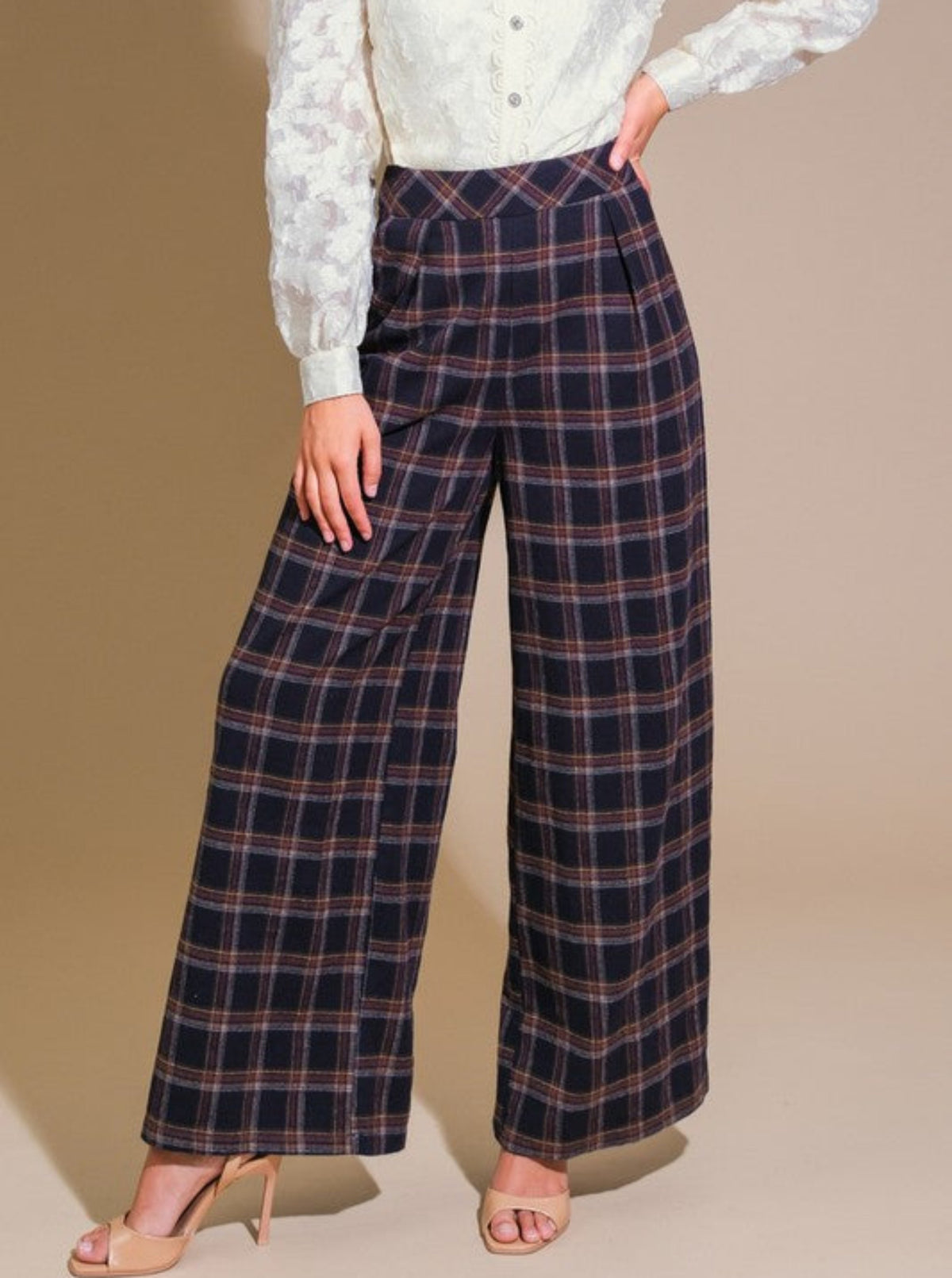 Woven Plaid Pant | Black