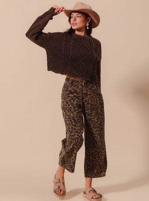 Leopard Barrel Pants | Mocha