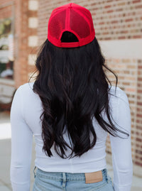 I Love A Man With A Beard Trucker Hat | Red