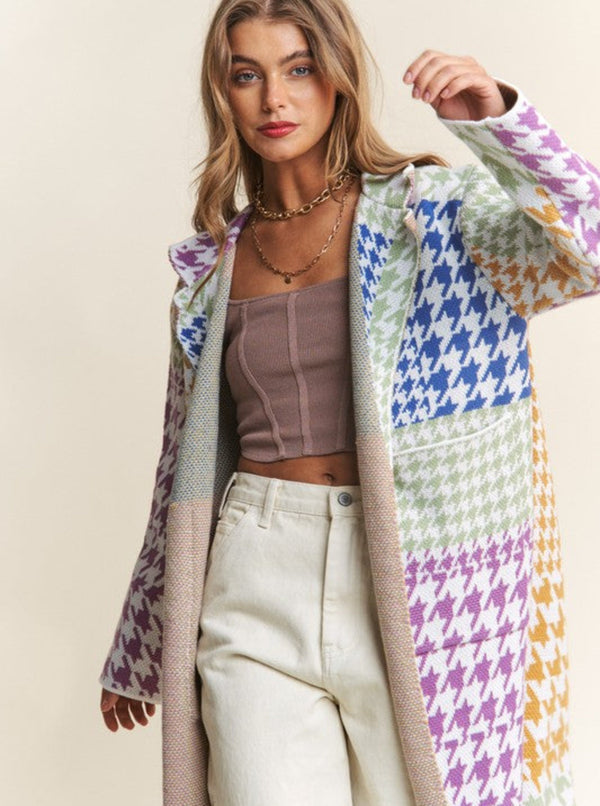 Houndstooth Cardigan | Colorful