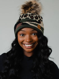 Leopard & Camo Pom Beanie