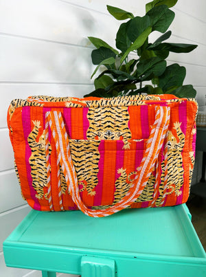 Quilted Weekender Bag | Orange