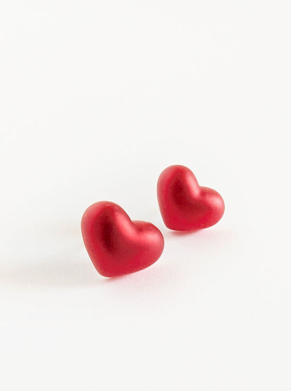 Small Heart Earrings | Red