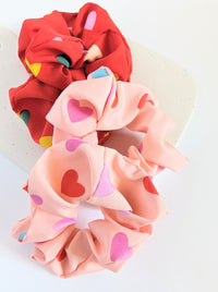 Heart Print Scrunchie | Red or Pink