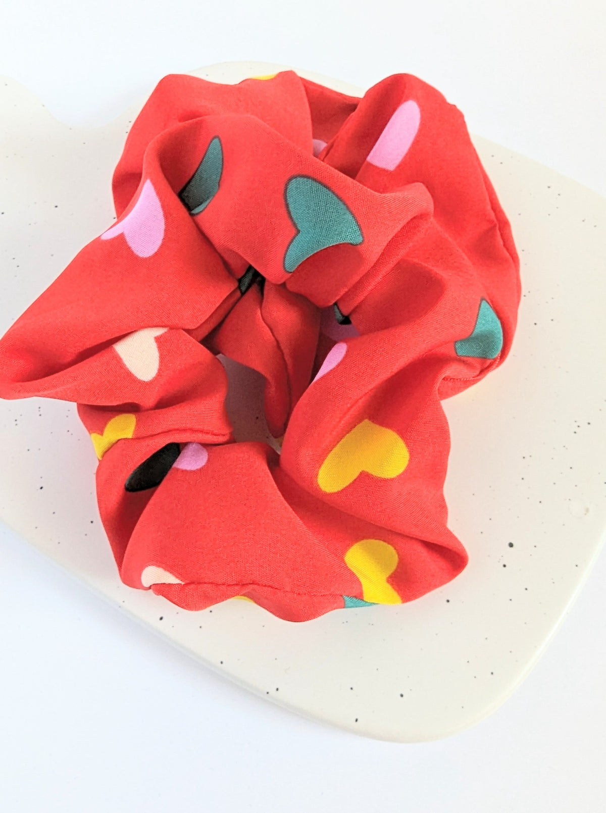 Heart Print Scrunchie | Red or Pink