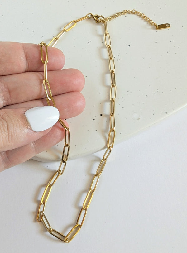 18K Gold Plated Paper Clip Necklace | Gold