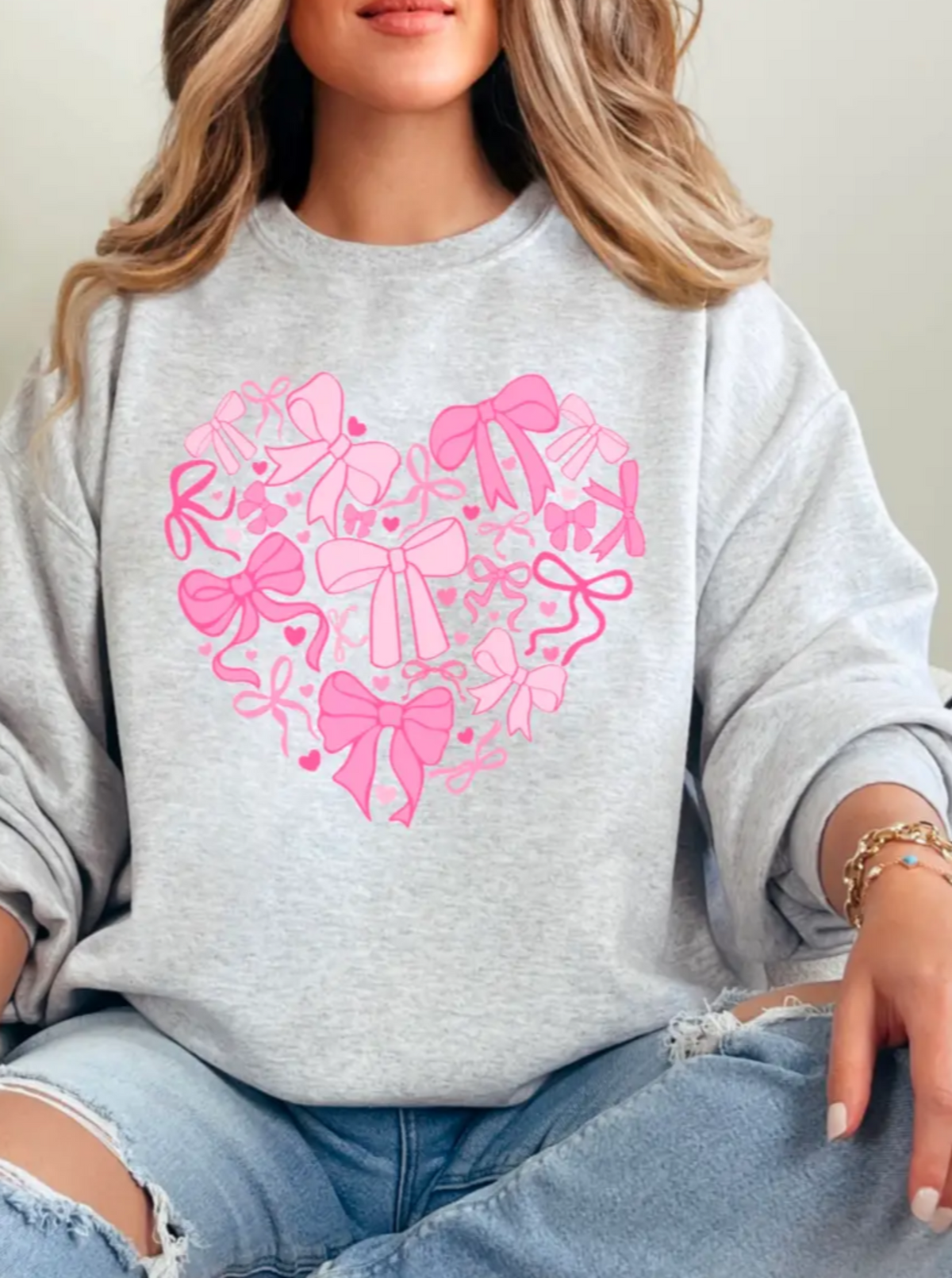 *Pre-Order* Heart of Bows Sweatshirt | Ash Gray