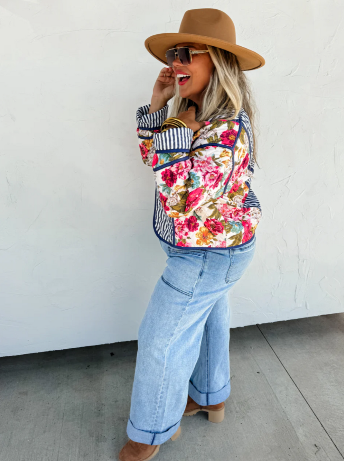 Quilted Floral Jacket | Blue