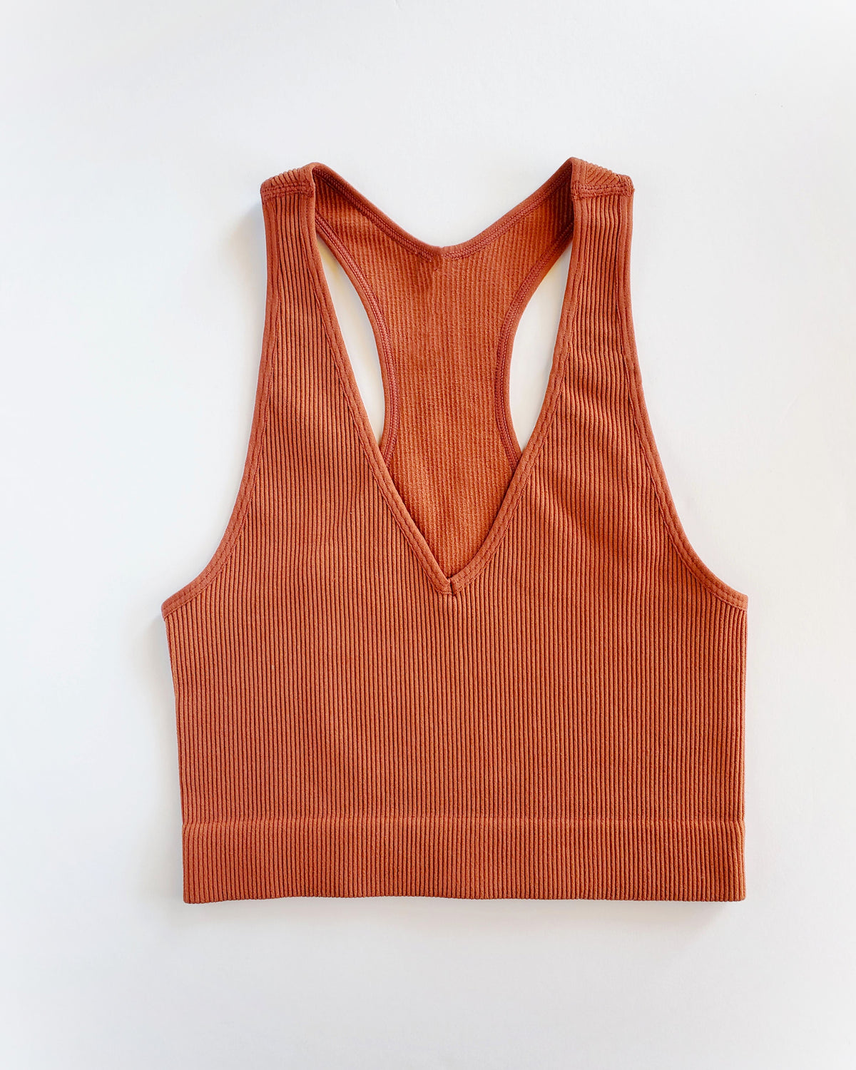 Ribbed Racer Back Cropped Tank Top